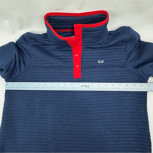Vineyard Vines Womens 1/4 Snap Quilted Channel Placket Pullover Sweater Top Med - Picture 13 of 16